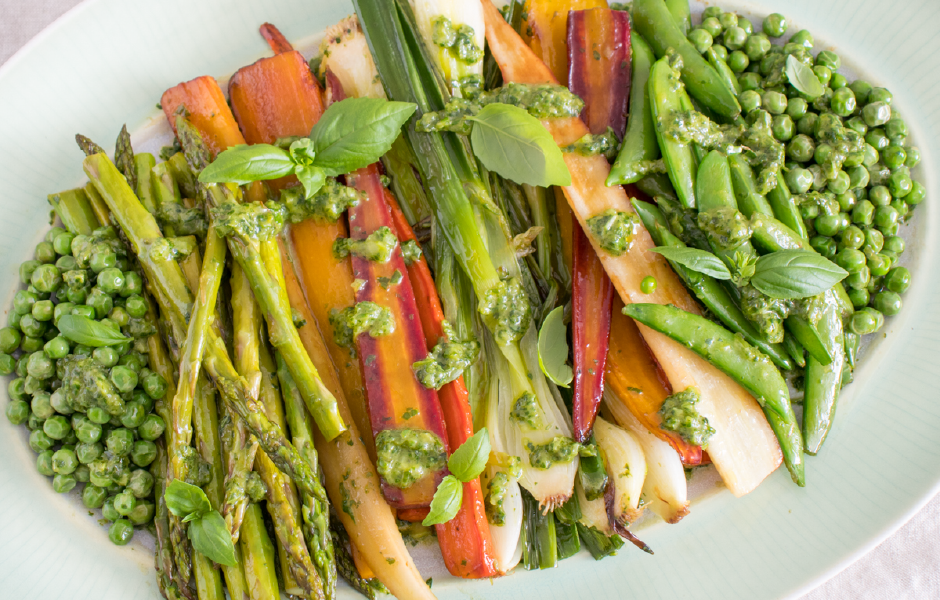 Spring Vegetables with Basil Salsa Verde