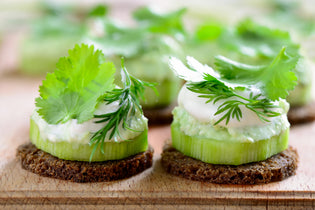  Cucumber Rounds with Loaded Onion Dip