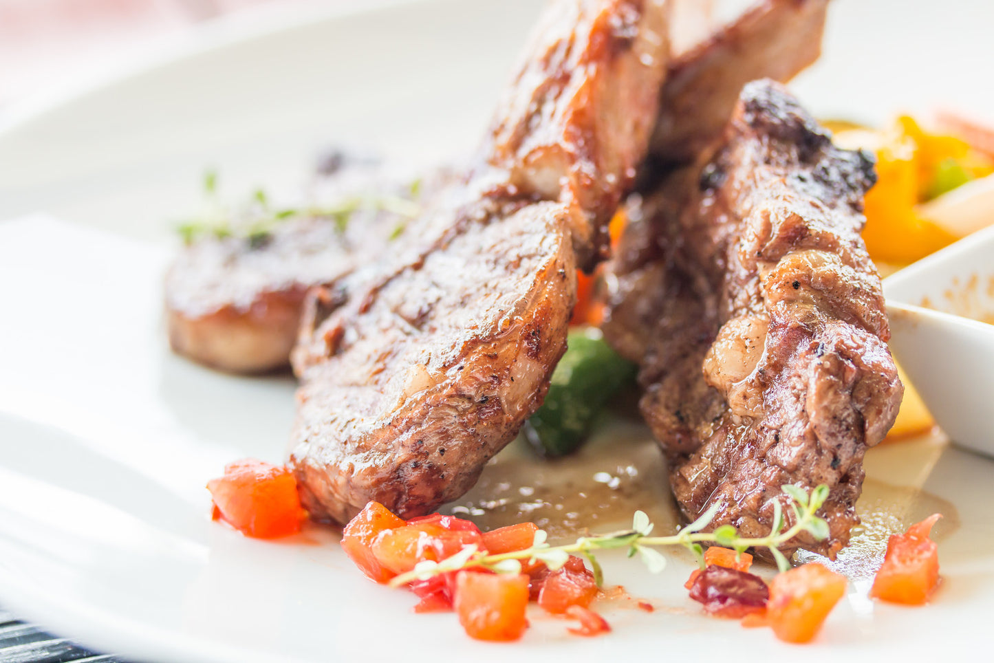 Herbed Lamb Cutlets with Grilled Vegetables
