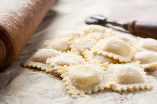  Goat Cheese Ravioli in Mushroom-Sage Cream Sauce