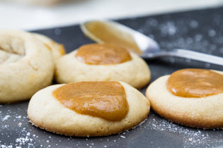  Gingerbread Thumbprints with Balsamic Butterscotch Caramel