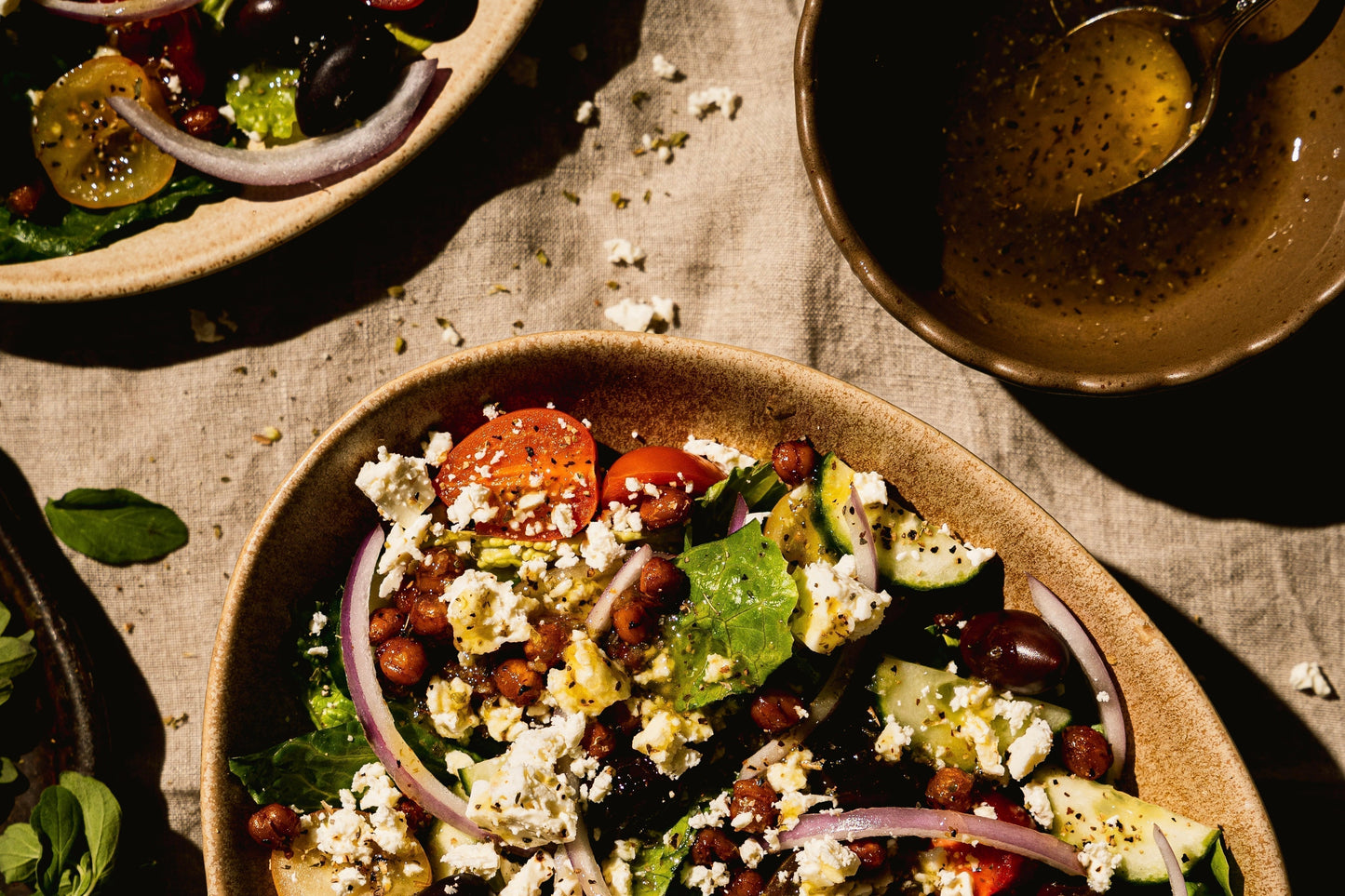 Greek Salad with Roasted Chickpeas