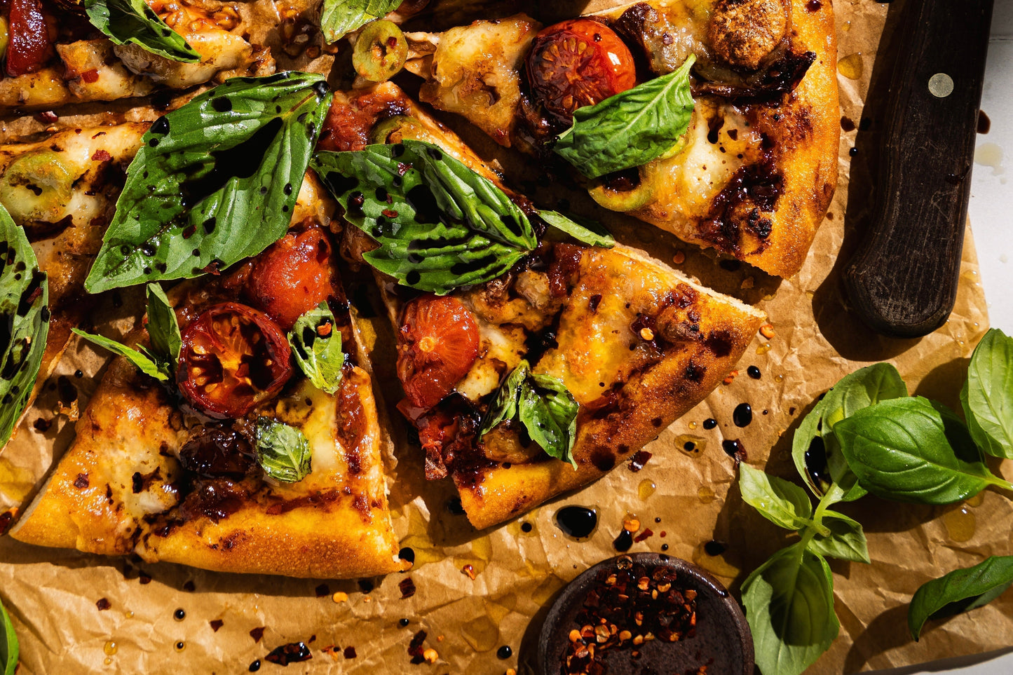 Neopolitan-style Margherita pizza recipe using Neopolitan Herb Dark Balsamic