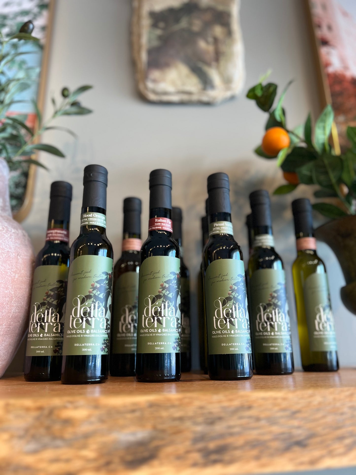12 bottles of 200ml bottles of olive oils and balsamics