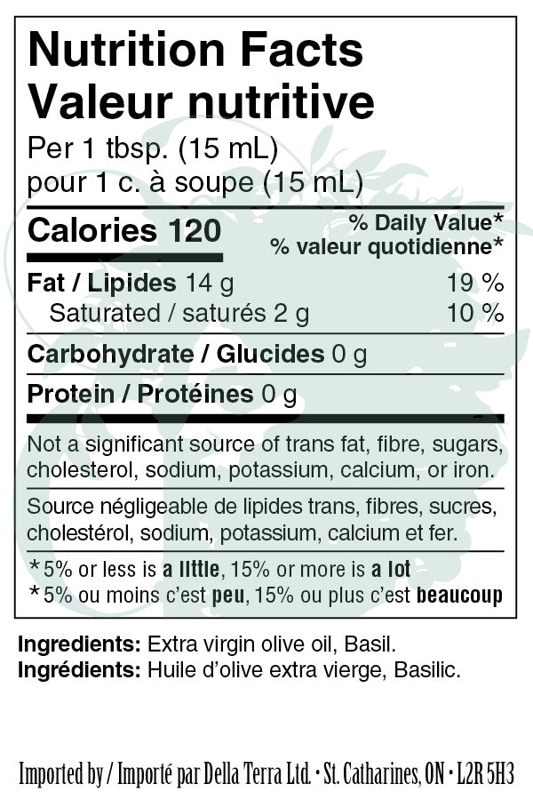 Basil Olive Oil Nutrition Facts