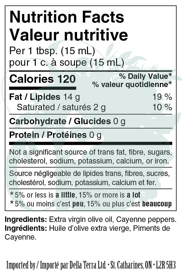 Cayenne Olive Oil Nutrition Facts
