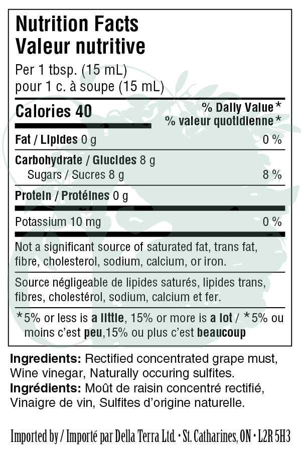 Pinot Noir White Balsamic Vinegar Nutrition Facts