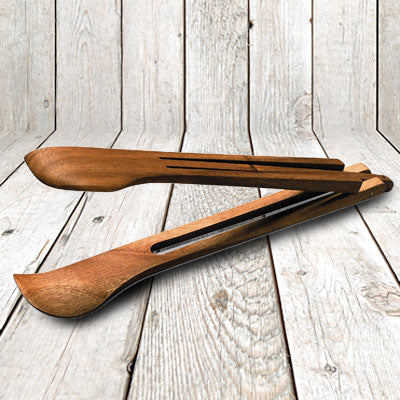 Wooden Spring Loaded Salad Tongs